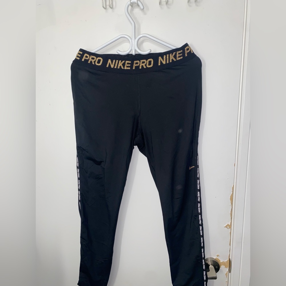 Gold Sparkle NikePro leggings